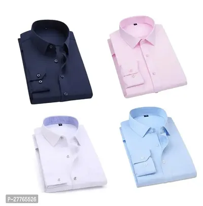 Classic Cotton Solid Casual Shirts for Men, Pack of 4