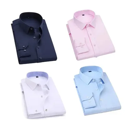 Classic Solid Casual Shirts for Men, Pack of 4