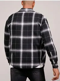 Stylish Black Cotton Full Sleeves Checked Shirts for Men-thumb1