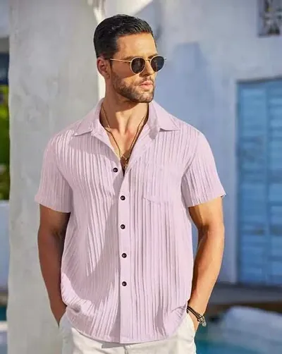 Trendy Blend Solid Casual Shirts For Men