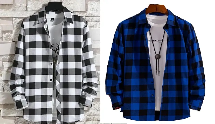 Trendy Full Sleeves Check Shirt For Men Pack Of 2