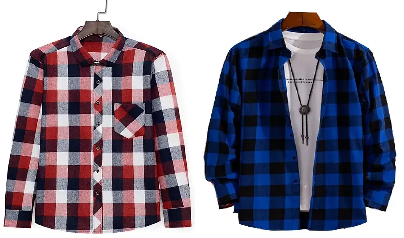 Trendy Full Sleeves Check Shirt For Men Pack Of 2