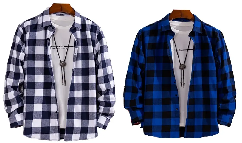 Trendy Full Sleeves Check Shirt For Men Pack Of 2