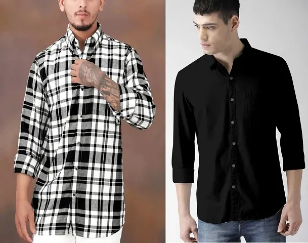 Classic Casual Shirt for Men-Pack of 2