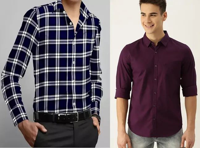 Classic Casual Shirt for Men-Pack of 2