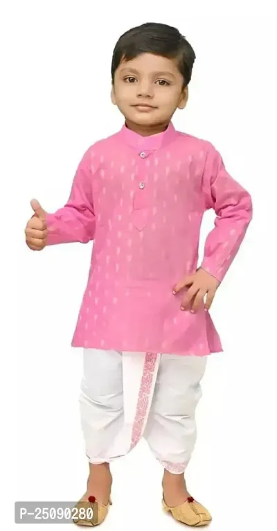 Stylish Cotton Pink Kurta Sets For Boys-thumb0
