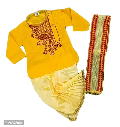Mohini Collection Cotton Casual Embroidered Kurta Dhoti set with dupatta for Boys