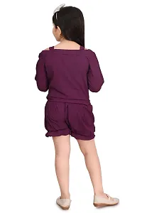 Mohini Collection Crepe Casual Solid Top and Short Set for Girls-thumb3
