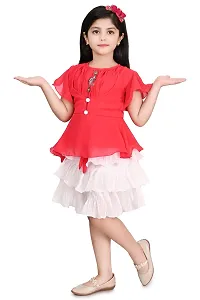 Mohini Collection Crepe Casual Solid Top and Skirt Set for Girls-thumb2