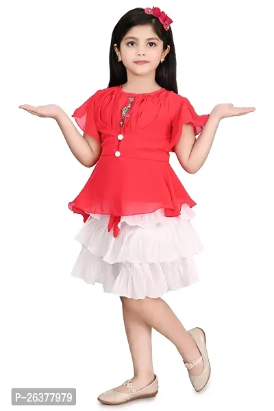 Mohini Collection Crepe Casual Solid Top and Skirt Set for Girls-thumb3
