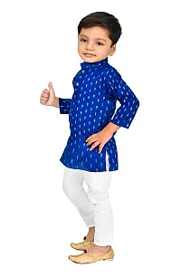 Stylish Blue Cotton Blend Printed Kurta With Pajama Set For Boys-thumb1