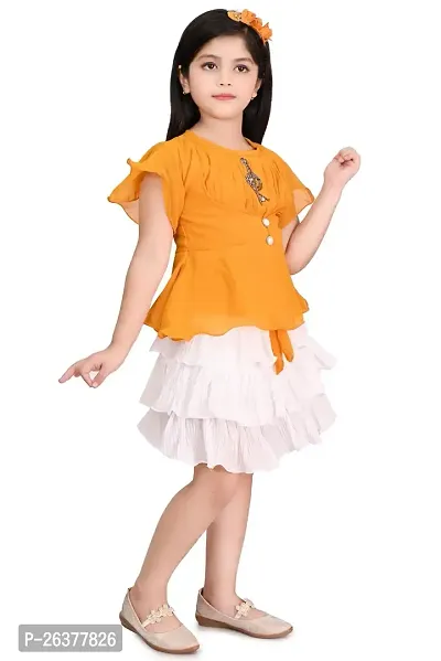 Mohini Collection Crepe Casual Solid Top and Skirt Set for Girls-thumb2