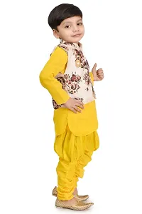 Mohini Collection Cotton Blend Casual Floral Printed Kurta Pyajama set With Modi Coat for Boys-thumb3