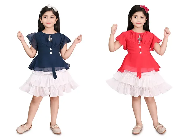 Stylish Two Piece Dress For Girl Pack Of 2