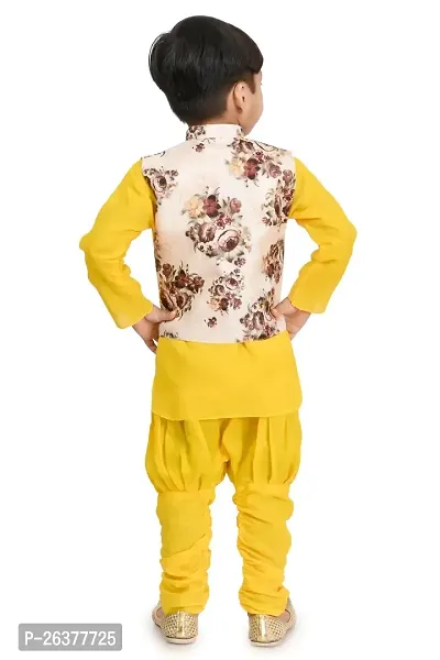 Mohini Collection Cotton Blend Casual Floral Printed Kurta Pyajama set With Modi Coat for Boys-thumb3