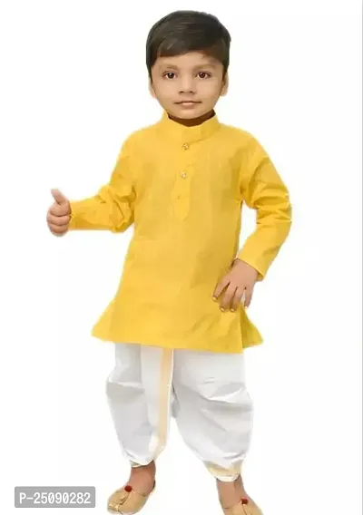 Stylish Cotton Yellow Kurta Sets For Boys-thumb0