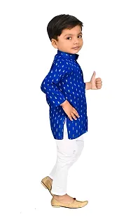 Stylish Blue Cotton Blend Printed Kurta With Pajama Set For Boys-thumb2