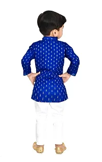 Stylish Blue Cotton Blend Printed Kurta With Pajama Set For Boys-thumb3