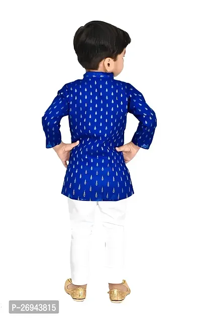 Stylish Blue Cotton Blend Printed Kurta With Pajama Set For Boys-thumb4