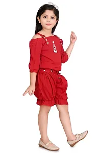 Mohini Collection Crepe Casual Solid Top and Short Set for Girls-thumb1