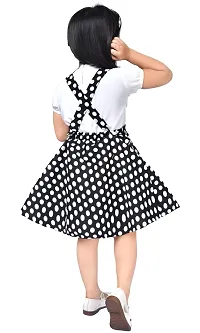 Mohini Collection Crepe Casual Polka Dot Printed Knee Length Dungree Style Dress for Girls-thumb1