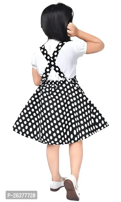 Mohini Collection Crepe Casual Polka Dot Printed Knee Length Dungree Style Dress for Girls-thumb2