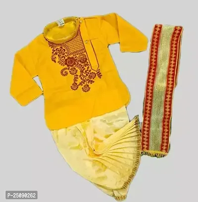 Stylish Cotton Yellow Kurta Sets For Boys-thumb0
