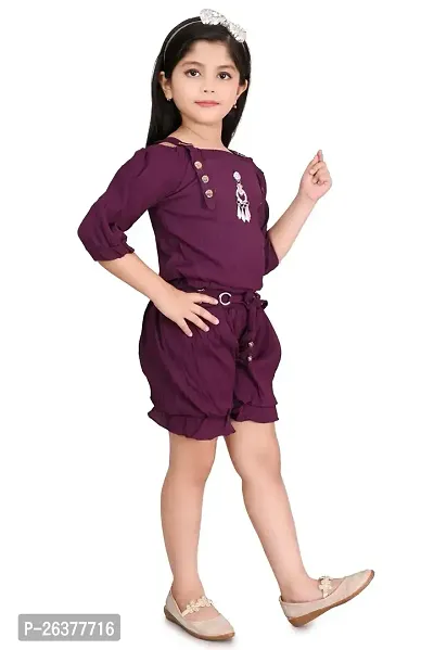 Mohini Collection Crepe Casual Solid Top and Short Set for Girls-thumb2