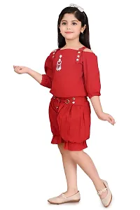 Mohini Collection Crepe Casual Solid Top and Short Set for Girls-thumb2