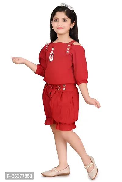 Mohini Collection Crepe Casual Solid Top and Short Set for Girls-thumb3