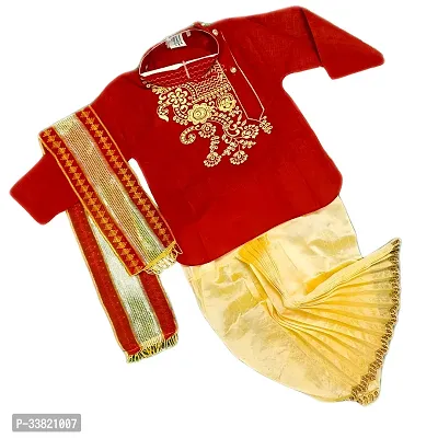 Cotton Casual Embroidered Kurta Dhoti Set with Dupatta for Boys-thumb0