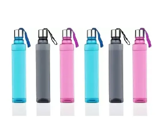 SKY HEART Square Shape Water Bottle Set For Home,Fridge,School,College,Office,Gym-Set Of 6(Multicolor,Plastic)