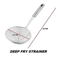 2 Pcs Stainless Steel Deep Fry Strainer/Oil Strainer for Kitchen Jhara Puri (Set of Two, 14 CM,  Silver) - Pack of 2-thumb1