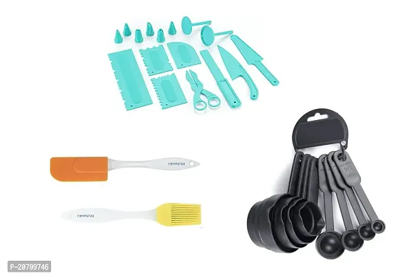 16 Pcs Tool Set for Cake Decoration with Spatula Brush/8 pcs Measuring Spoon Set