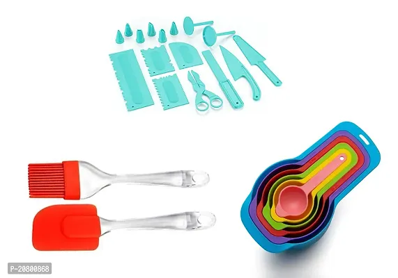 16 Pcs Tool Set for Cake Decoration/big Spatula Brush/6 pcs Color Measuring Spoon Set