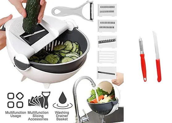 9 in 1 Multifunction Magic Rotate Vegetable Cutter Basket Chopper Kitchen  Tools