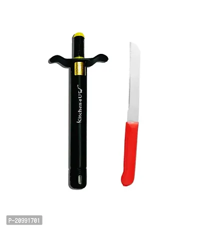 Easy Grip Regular Black Gas Lighter Heavy Metal with Plastic handle stainless steel blade Knife (pack of 2)-thumb0
