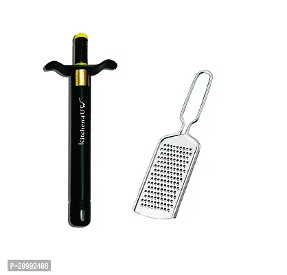 Easy Grip Regular Black Gas Lighter Heavy Metal with stainless steel cheese Grater (pack of 2)