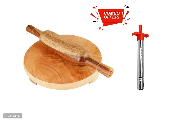Wooden Chakla Belan Rolling Plate Roti Maker Rolling Pin/Chakla Belan with  lighter plastic handle Combo Set of 3 pc for Kitchen