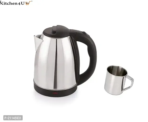 Stainless Steel Electric Kettle with Auto Shut Off Multipurpose Extra Large kettle Electric with Handle Hot Water Tea Coffee Maker Water Boiler, Boiling Milk (Black) (1.8 Liter) with Stainless Steel C-thumb0