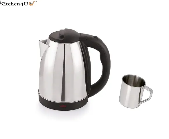 Stainless Steel Electric Kettle with Auto Shut Off Multipurpose Extra Large kettle Electric with Handle Hot Water Tea Coffee Maker Water Boiler, Boiling Milk (Black) (1.8 Liter) with Stainless Steel C