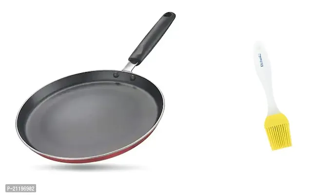 Sturdy Premium Non-Stick Tawa, 250 mm Diameter, 2.6 mm Thickness, ISI Marked With  Silicon Oil Brush