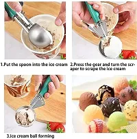 Ice Cream Scoop | Push Button | Stainless Steel | Firm Grip Food Grade Rubber Handle(Pack of 1) color may vary-thumb1