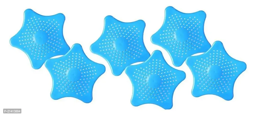 Premium Star Shape Sink Filter Silicone Star Shaped Sink Filter Bathroom Hair Catcher, Drain Strainers Cover Trap For Basin, Pack Of 6-thumb0