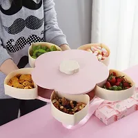 Flower Shape Rotating Dry Fruit and Candy Serving Tray Box with Phone Holder 1 pc-thumb1