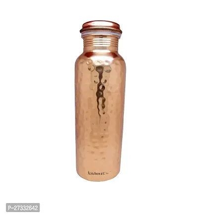 Pure Copper Water Bottle With Hammered Shine Finish Design, Drinkware, Storage Purpose, 750 ML, Pack of 1-thumb0
