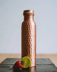 Pure Copper Water Bottle With Hammered Shine Finish Design, Drinkware, Storage Purpose, 750 ML, Pack of 1-thumb3