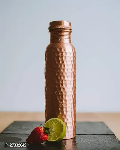 Pure Copper Water Bottle With Hammered Shine Finish Design, Drinkware, Storage Purpose, 750 ML, Pack of 1-thumb4