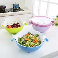 2-in-1 Kitchen Detachable Double-Layer Colander Strainer and Large Plastic Bowl Set (Color May Vary)-thumb2