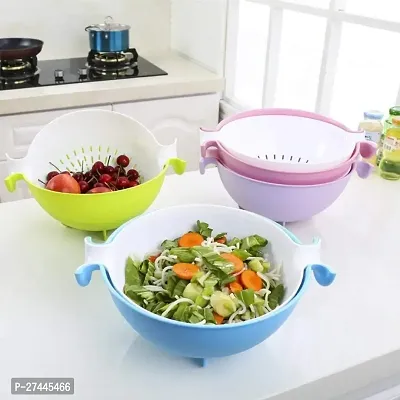 2-in-1 Kitchen Detachable Double-Layer Colander Strainer and Large Plastic Bowl Set (Color May Vary)-thumb3